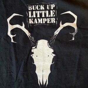Buck Up Little Kamper Deer Antler Skull Hunter Hunting T-Shirt L